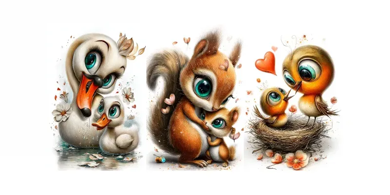 Cute Mothers Day Animal Scenes