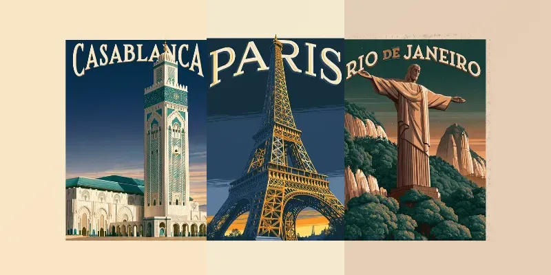 Retro 1950s Travel Posters generated by undefined