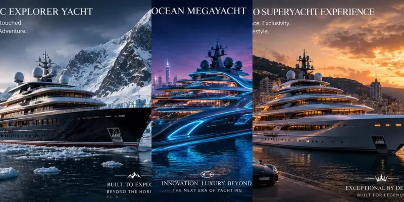 Cinematic Luxury Yacht Advertisements generated by undefined