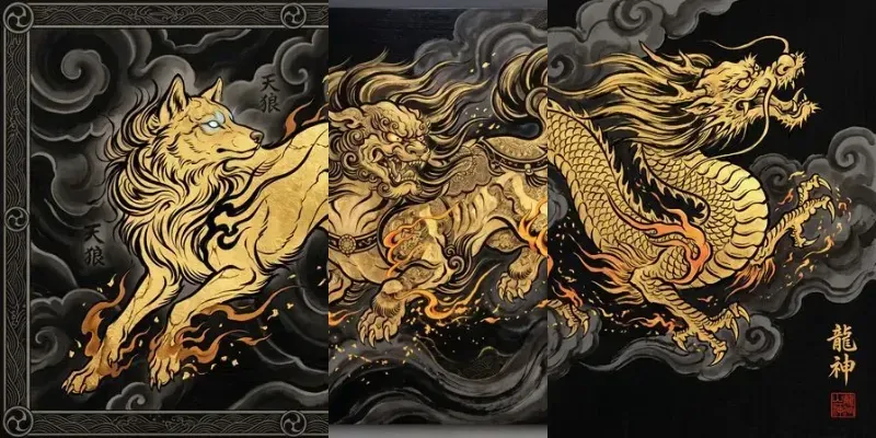Neotraditional Gold Leaf Art generated by undefined