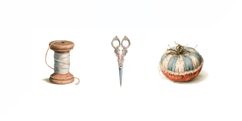 Antique Sewing Room Tools Clipart generated by undefined