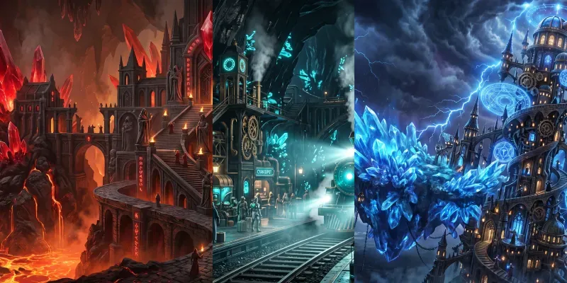 Epic Crystal Punk Ethereal Geode Cities generated by undefined