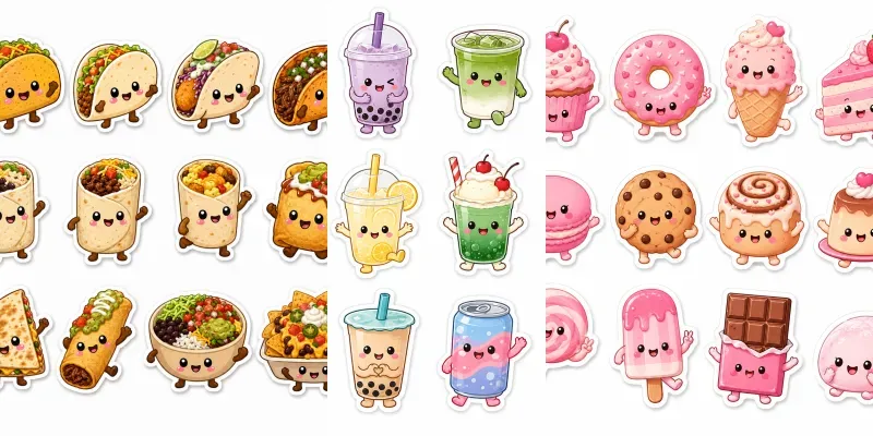 Cute Food Character Stickers generated by undefined