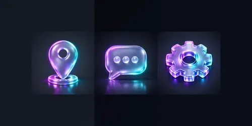 Premium 3D Neon Glass App Logos Packs generated by stable-diffusion
