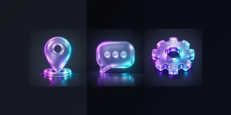 Premium 3D Neon Glass App Logos Packs generated by undefined
