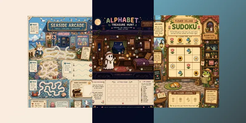 Cozy Pixel Art Activity Pages generated by undefined