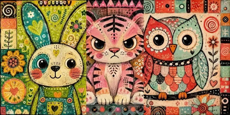 Whimsical Folk Art Animals generated by undefined