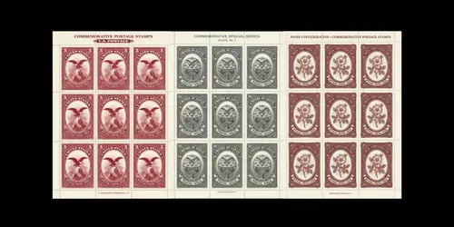 Vintage Engraved Postage Stamp Sheets generated by gemini-image