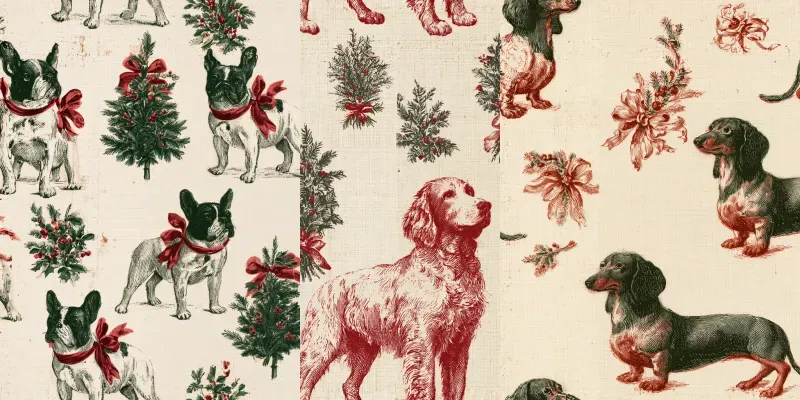 Christmas Dog Breed Toile Backing Papers