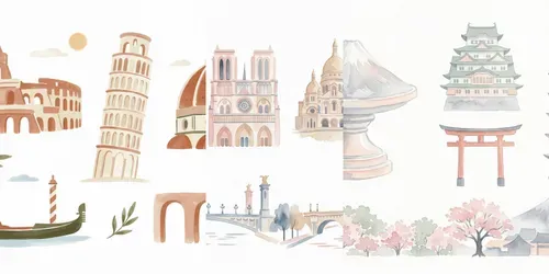 Watercolor Minimalist Landmark Clipart generated by gemini-image