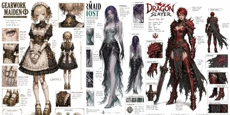 Anime Character Concept Sheets generated by undefined