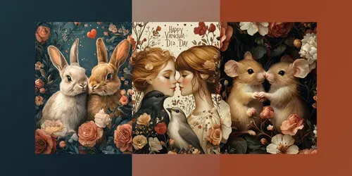 Valentines Rococo Animal Cards generated by midjourney