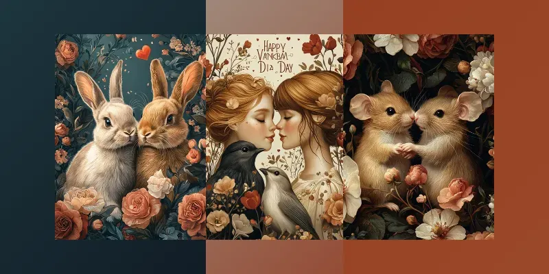 Valentines Rococo Animal Cards generated by undefined