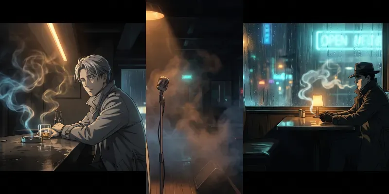 Cinematic Noir Bar Detective Animes