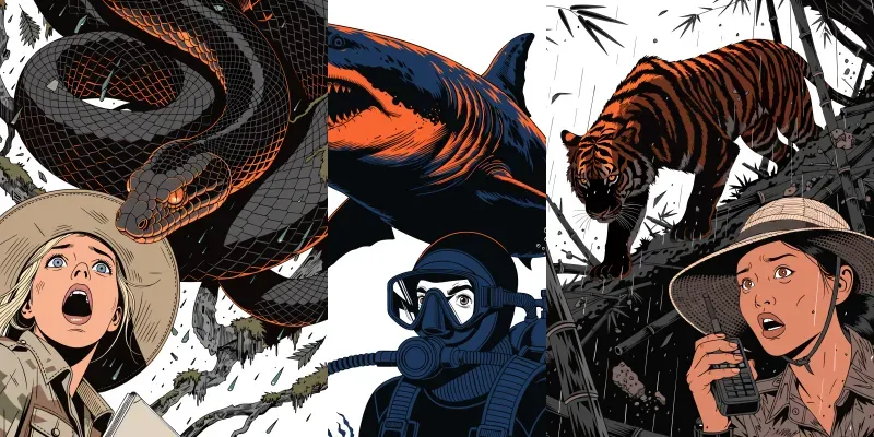 Cinematic Wildlife Explorer Vector Art