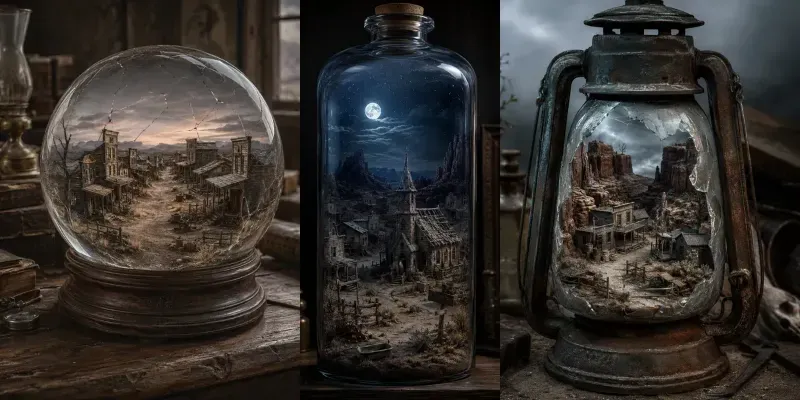 Miniature Ghost Town Dioramas generated by undefined