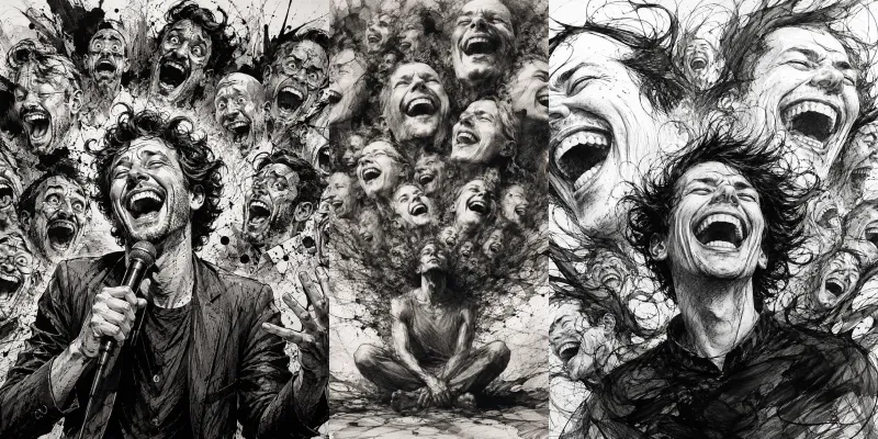 Surreal Laughter Ink Art generated by undefined