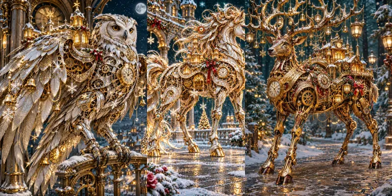 Christmas Steampunk Clockwork Animals