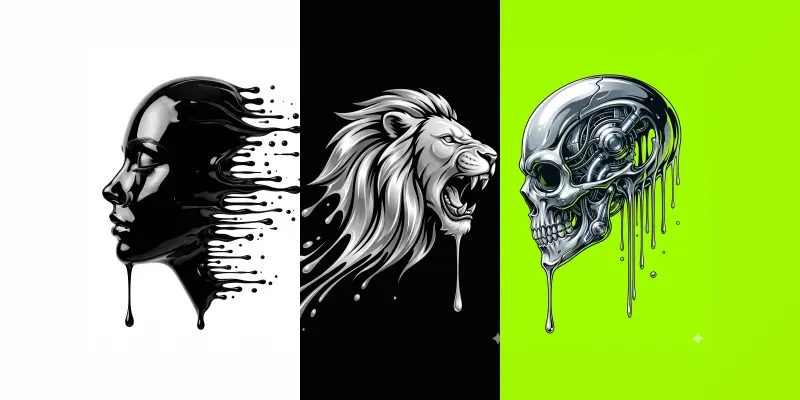 Glossy Liquid Face Profile Art generated by undefined