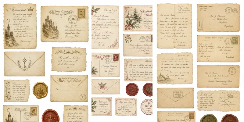 Vintage Letter Postcard Ephemera Sheets generated by undefined