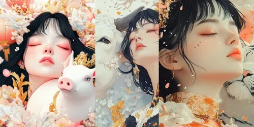 Lunar New Year Illustrations generated by midjourney