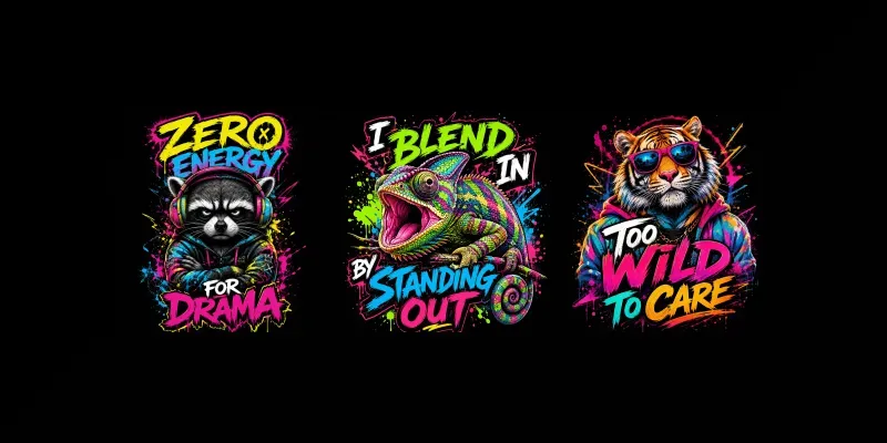 Funny Neon Animal Quote Tshirts generated by undefined