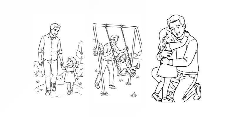 Fathers Day Line Art Coloring Books generated by undefined