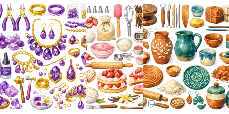 Craft Supply Watercolor Clipart Sheets generated by undefined