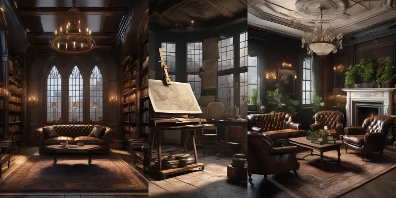 Dark Academia Interiors Sdxl generated by undefined