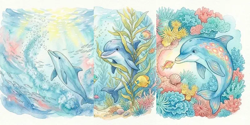 Dolphin Watercolor Illustrations generated by undefined