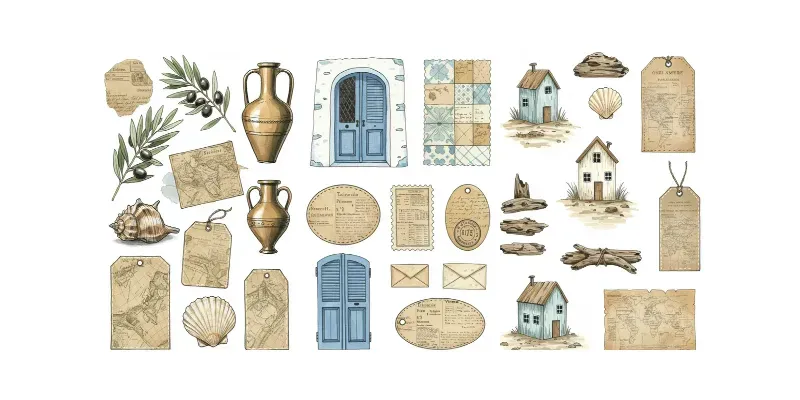Coastal Cottagecore Clipart Ephemera Sets generated by undefined