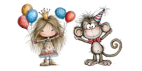 Quirky Happy Birthday Clipart Characters generated by midjourney