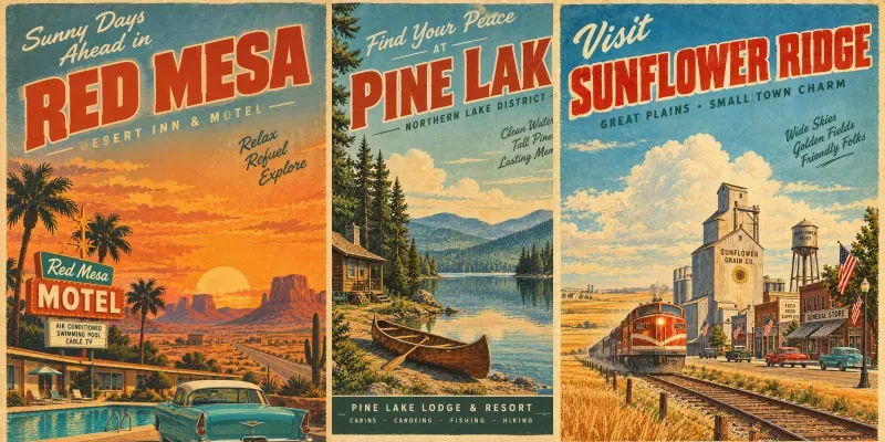Retro Americana Road Trip Posters
