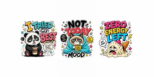 Funny Cartoon Quote Tshirt Designs generated by chatgpt-image