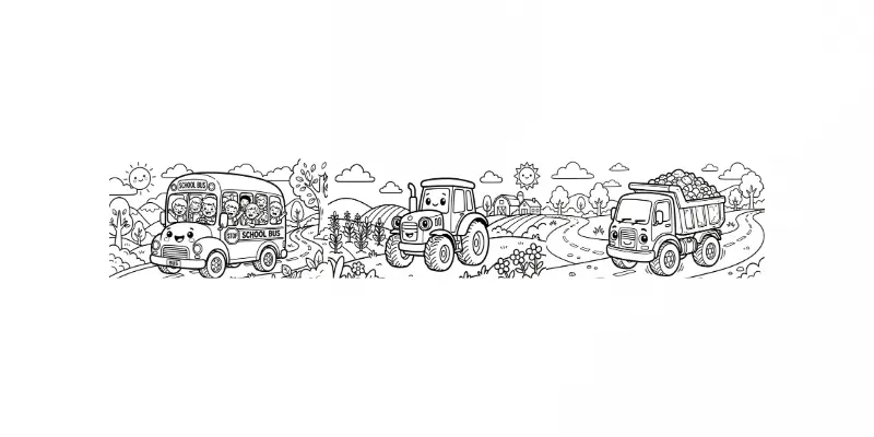 Cute Chibi Vehicles Coloring Pages generated by undefined