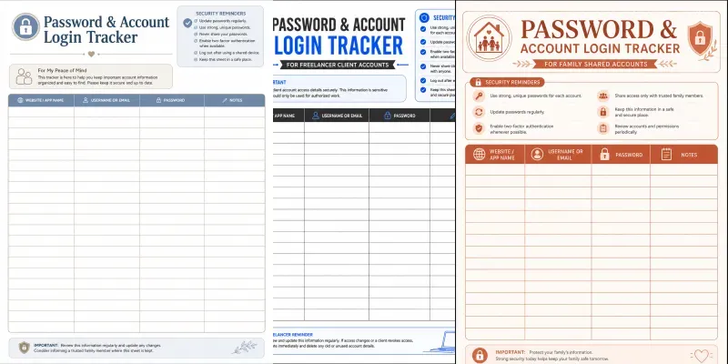 Password Login Tracker Sheet Gens generated by undefined