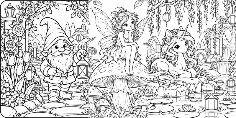 Fairy Garden Enchanted Coloring Pages