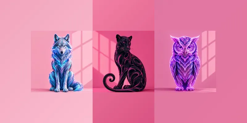 Neon Minimal Wild Creatures Art generated by undefined