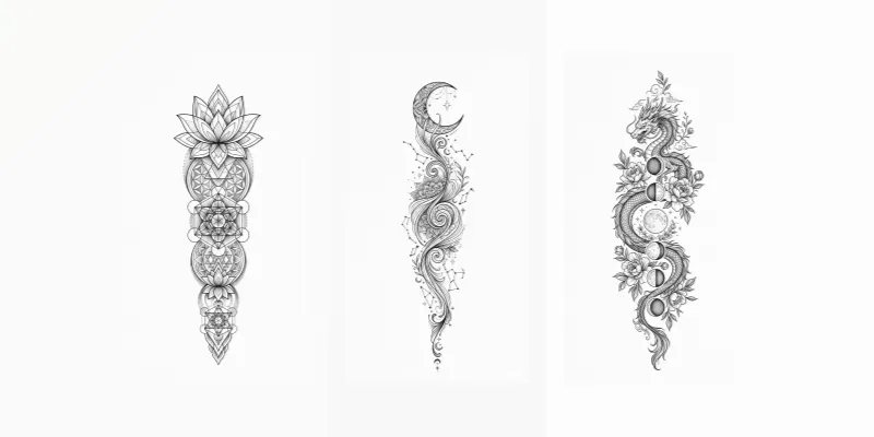 Premium Tattoo Flash Art Elegant Verticals generated by undefined
