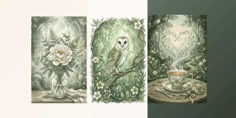 Ethereal Sage Botanical Illustrations