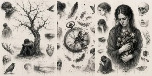 Grief Expression Sketch Poster Makers generated by chatgpt-image