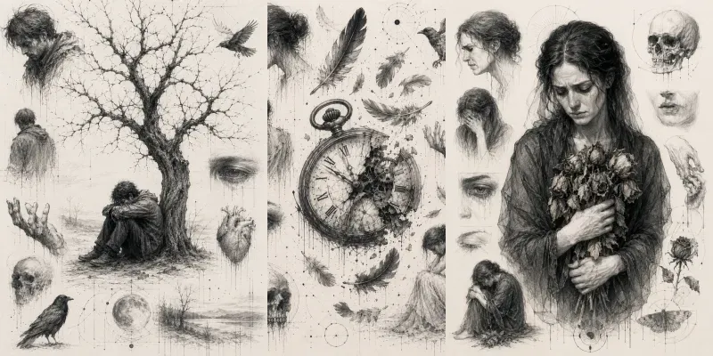 Grief Expression Sketch Poster Makers generated by undefined