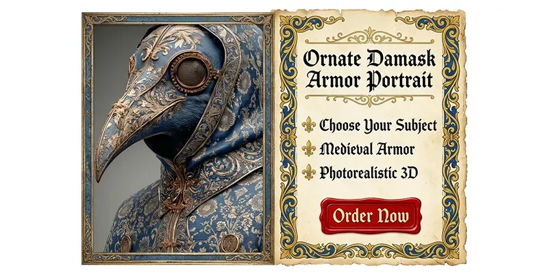 Ornate Damask Armor Portraits generated by undefined