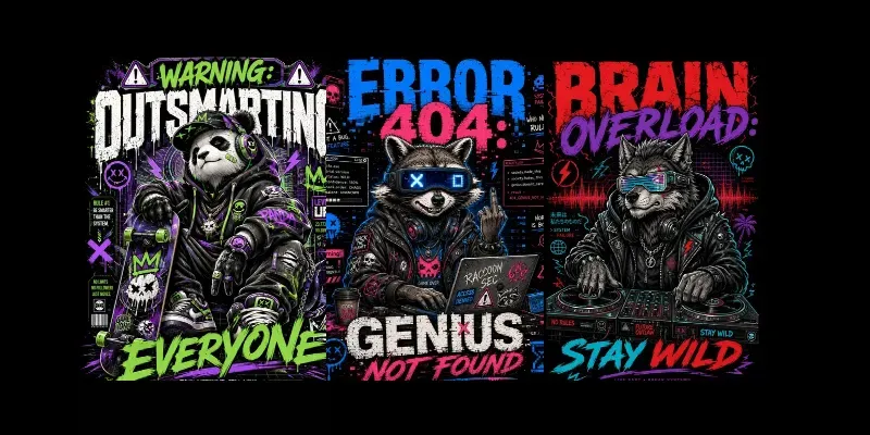Cyber Glitch Streetwear Tee Designs generated by undefined