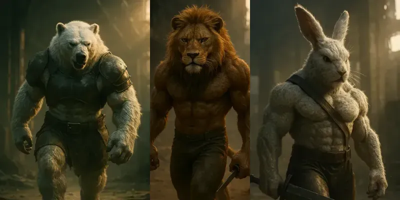 Muscular Anthropomorphic Animal Warriors generated by undefined