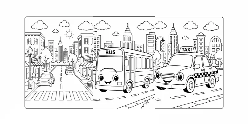 City Life Coloring Book Pages generated by undefined