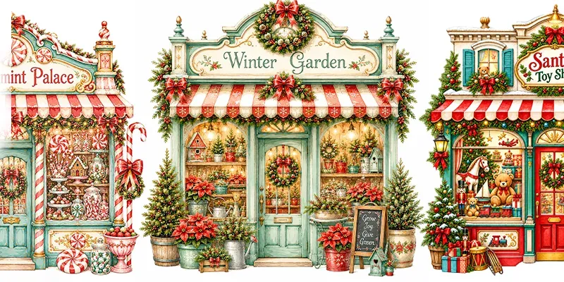 Vintage Christmas Shop Window Cliparts generated by undefined
