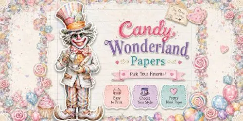 Alice In Candy Wonderland Plain Papers generated by midjourney