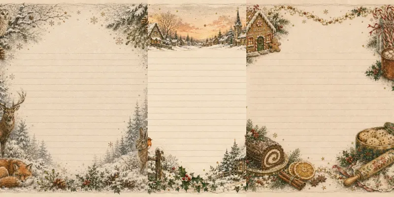 Christmas Lined Letter Writing Papers generated by undefined