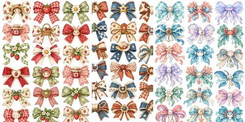 Cute Hand Painted Bow Clipart Collections generated by chatgpt-image